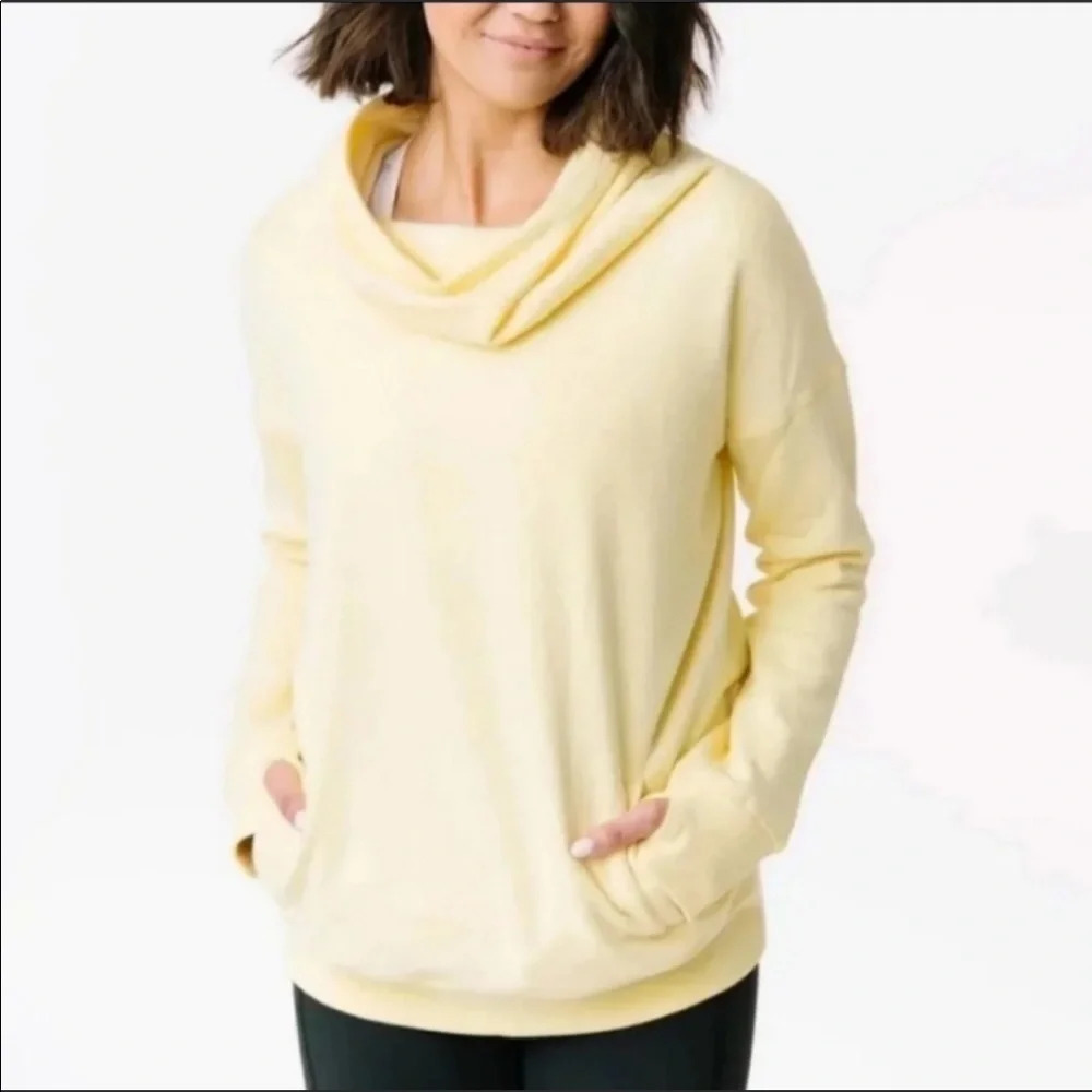 ZYIA ACTIVE YELLOW COWL NECK HOODIE